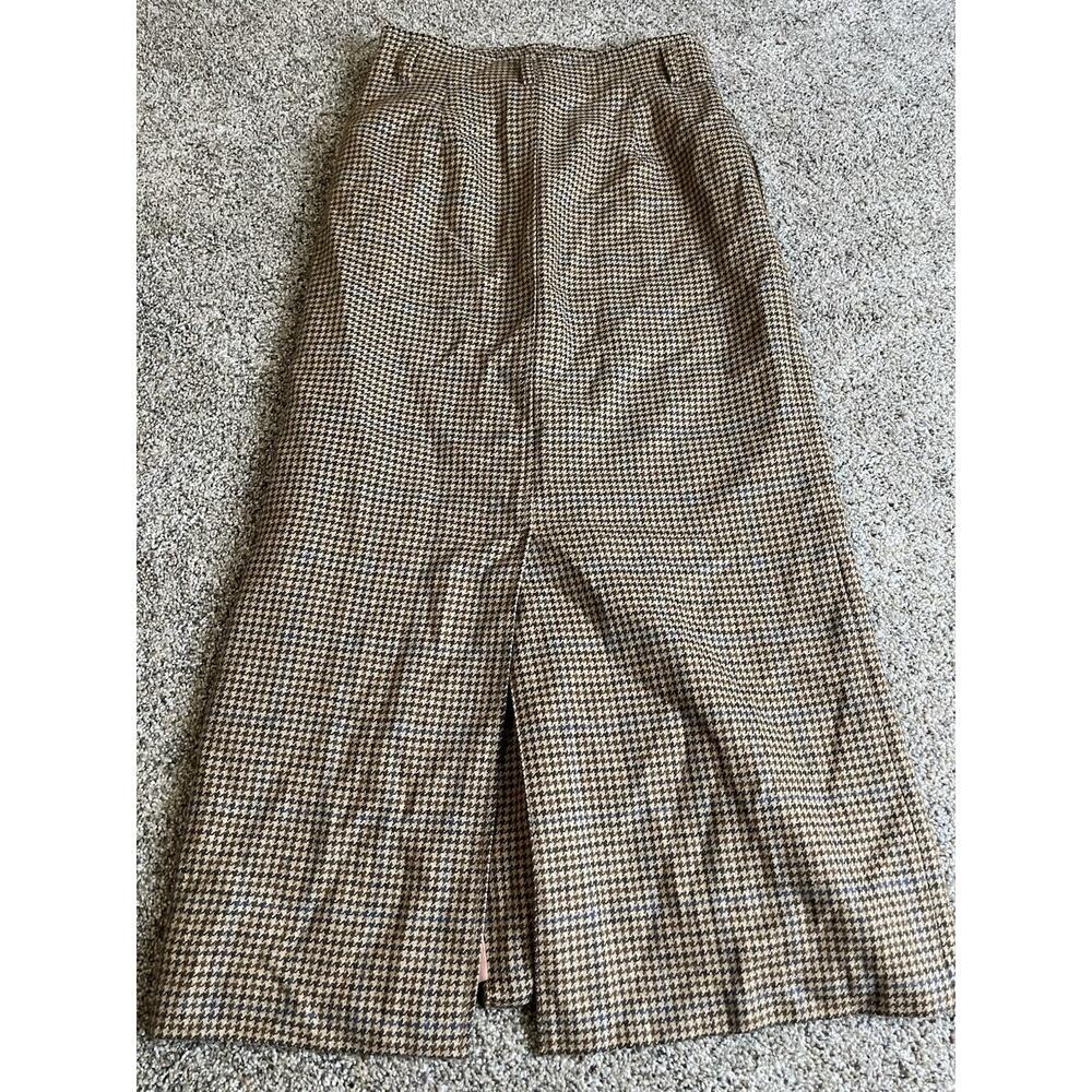 VTG Country Shop Wool Alpaca Skirt Classic Button Houndstooth Academia Size 6 - Picture 5 of 7